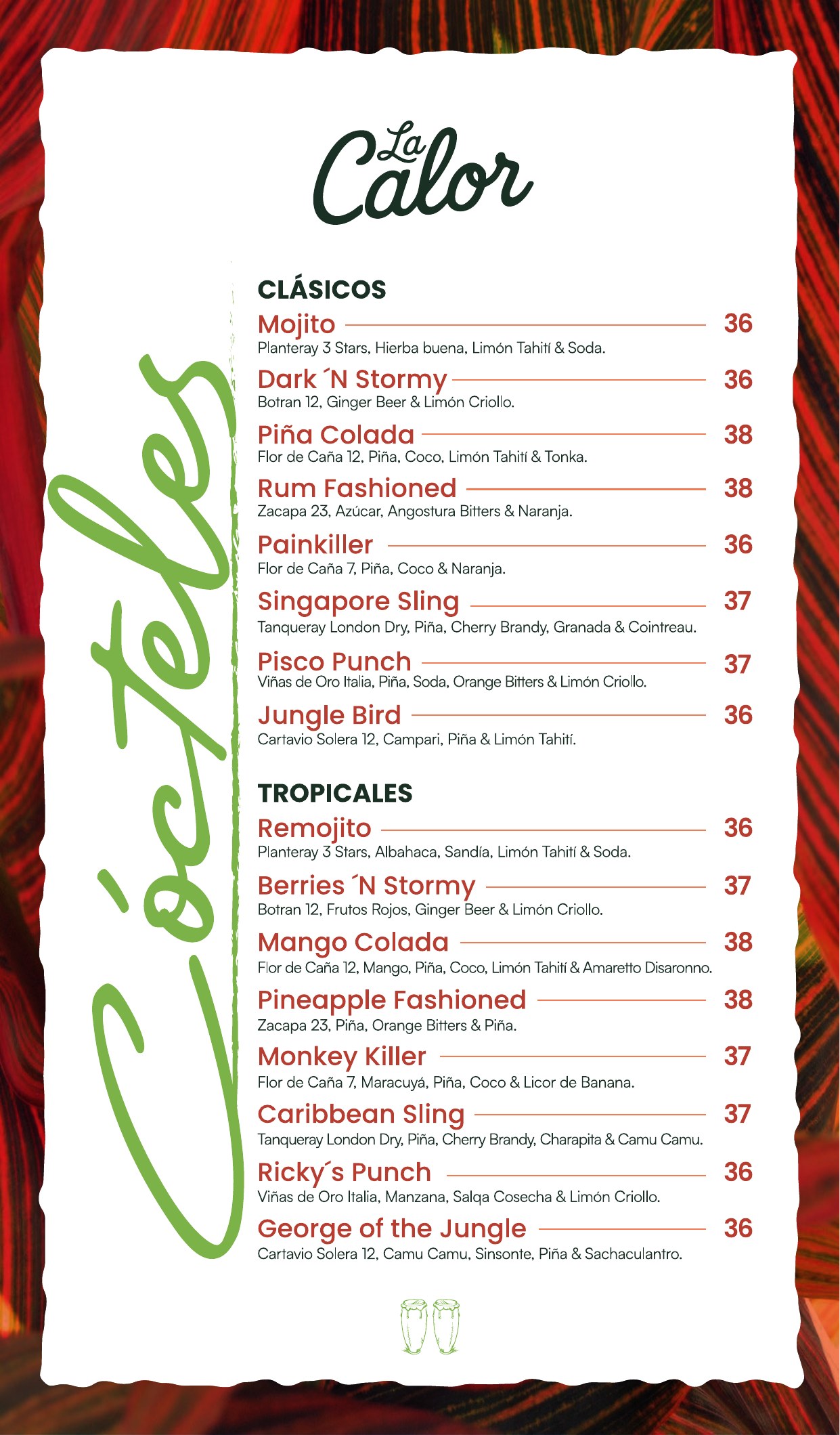Carta La Calor · Cocteles Clásicos y Tropicales — Salita Tropical Miraflores